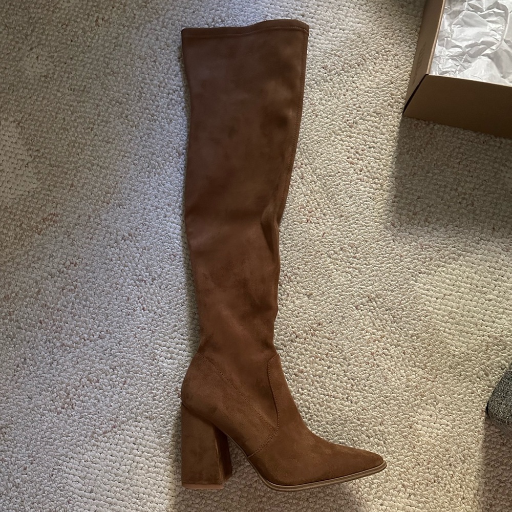 Steve Madden Tava brown cognac suede over the knee boots